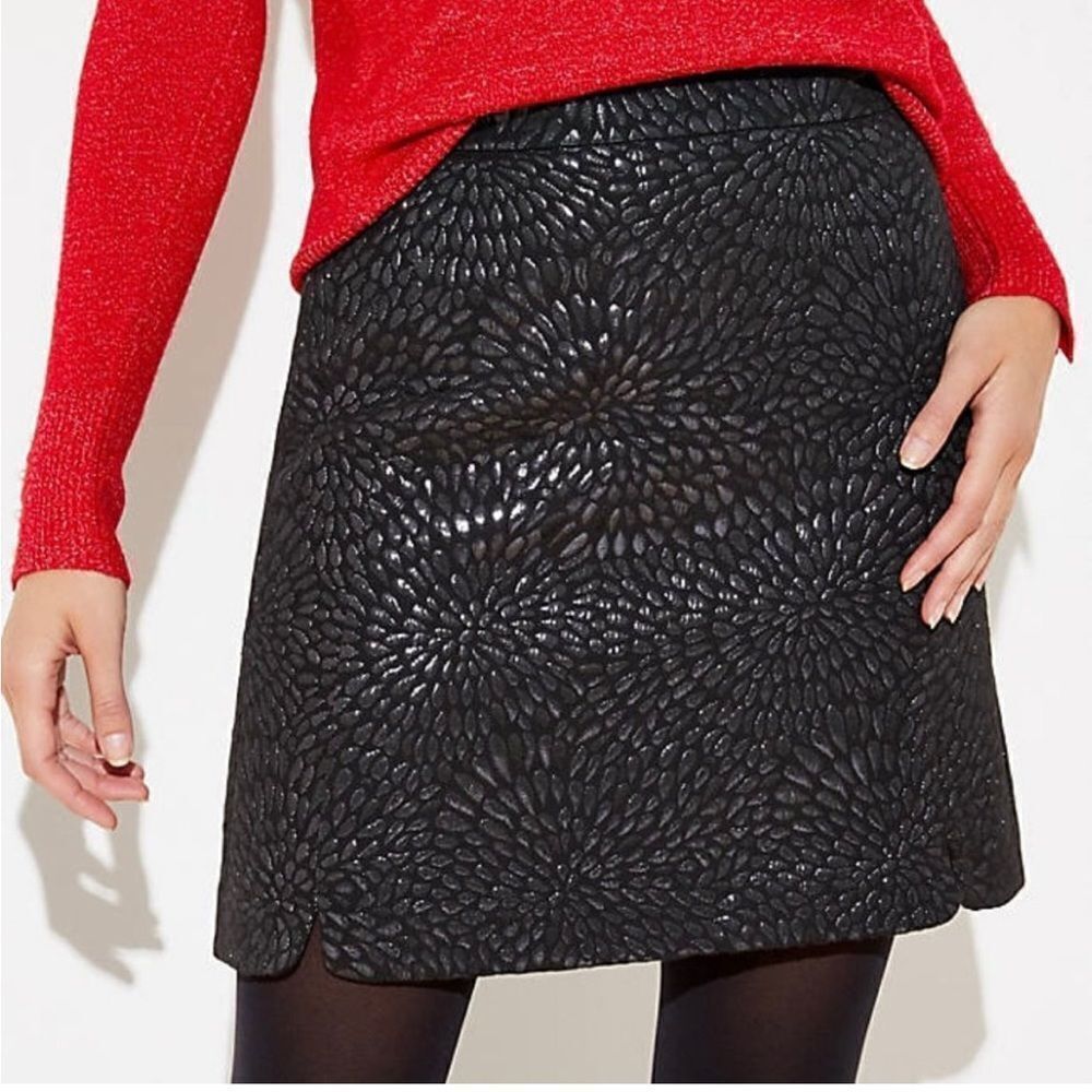 Loft Black Jaquard Shimmer Shift Skirt sz 2 NWT